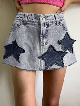 Vintage Star Patch Denim Mini Skirts